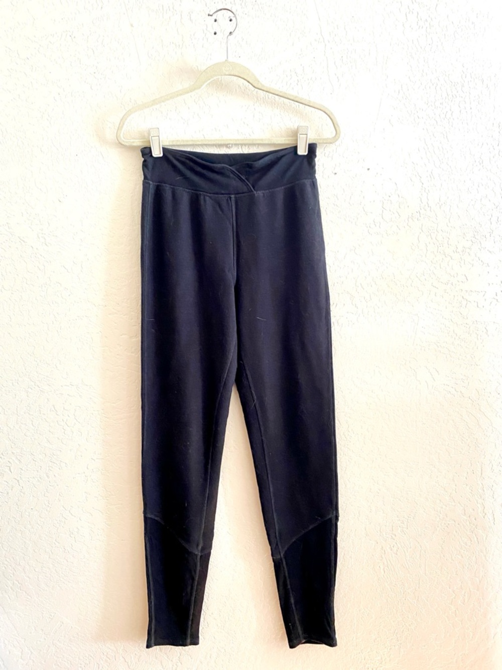 Anthropologie Black Knit  Leggings with Paneled Ankles